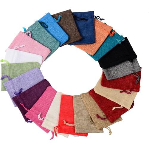 10PCS 7X9cm Small Jute Drawstring Bags Christmas Halloween Wedding Baby Shower Birthday Party Candy Chocolate Gift Wrapping Bags