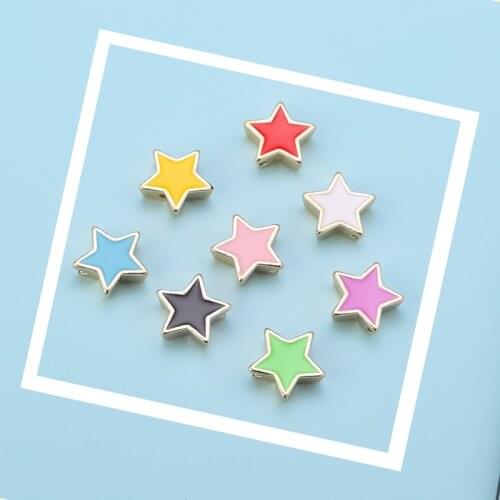 10pcs Enamel Star Beads 12.5mm DIY Gold Brass Colourful DIY Jewelry Making Bracelet Components Accessories Wholesale Supplies