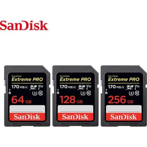 100% Original SanDisk Extreme PRO 256GB SD Card High Speed 170MB/s Class 10 Memory Card UHS-I U3 128GB 64GB For Camera SD Card