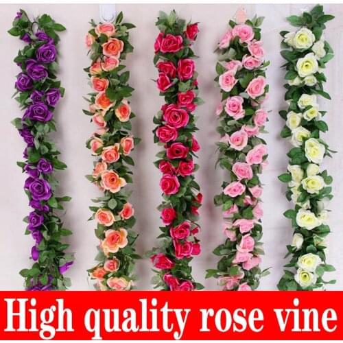 2.2m/piece a variety of silk artificial roses, vines, wall hanging flower decoration, rattan fake plant leaf garland, romantic w