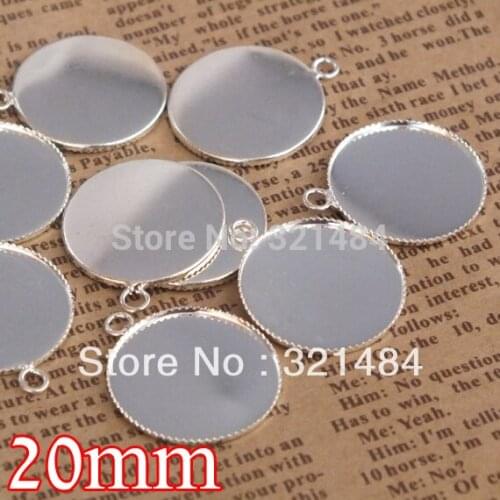 200piece/lot silver plated 20mm cabochon setting teeth edge bezels pendant base blanks for jewelry making