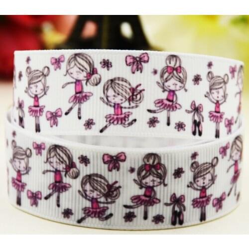 22mm 25mm 38mm 75mm Ballet girl Cartoon printed Grosgrain Ribbon party decoration 10 Yards X-02961