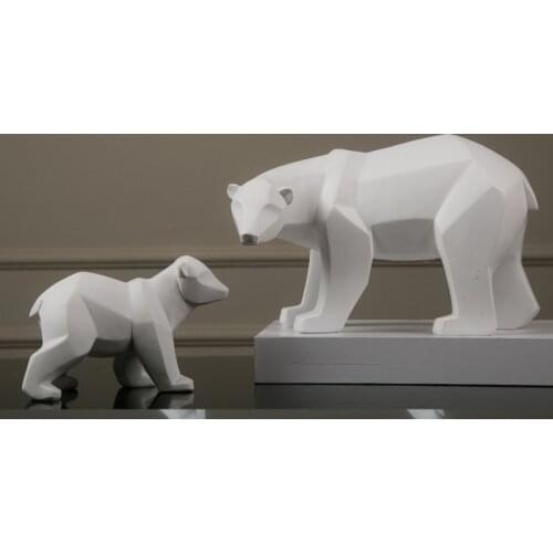 Abstract Resin Polar Bear Statue Sculpture Geometric Furnishing Home Decoration Accessories Modern Christmas Gift Animal Statues