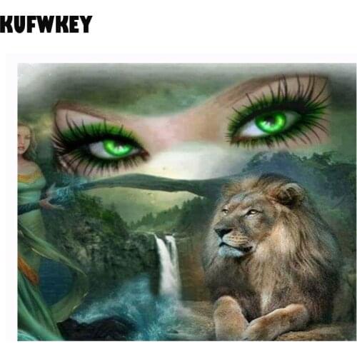 Diamond painting 5d full square round diamant 5D DIY Diamond Painting "Woman lion" Diamond geborduurd Diamond Mosaic Home Decor