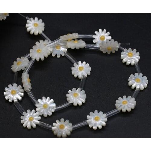 Natural sea shell mother-of-pearl sun flower-shaped loosely spaced beads jewelry DIY bracelet necklace accessories making12mm
