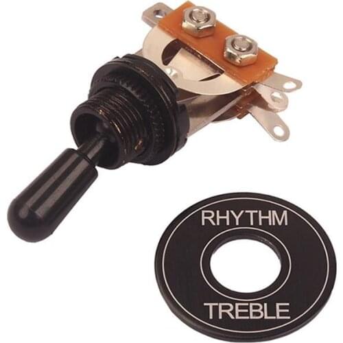 Black Toggle Switch + Stick-on Rhythm Treble Switch Plate For Electric Guitar Material Metal and Aluminium alloy