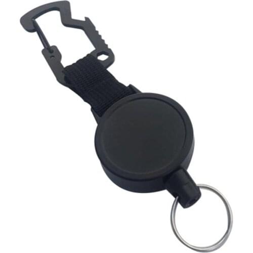 Black High Elastic Metal Retractable Pull Badge Reel Outdoor Function ID Card Badge Holder Reels Recoil Chain Clips Key Ring
