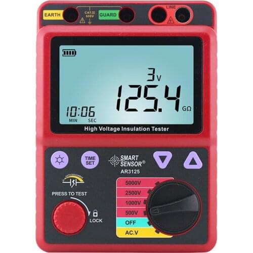 Hot Sale Smart Sensor AR3125 0.0M~1000G Ohm High Precision Digital Insulation Resistance Tester Megohmmeter Megger Meter