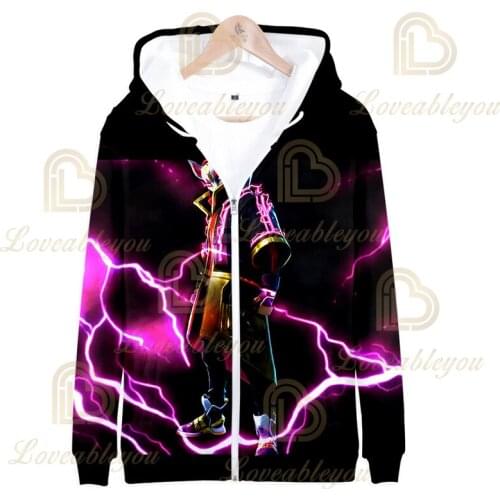 Fortnite Children Zipper Hoodie Game Cosplay Clothes Long Sleeve Sweatshirts Size100-4XL Royale Battle Boy Streetwear Hoody Coat