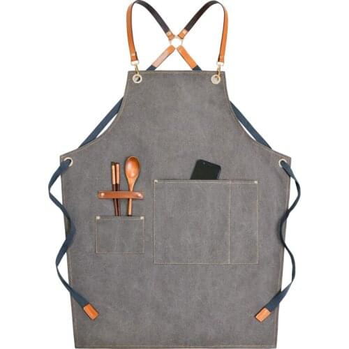 Denim Apron Female Restaurant Custom Logo Barber Milk Tea Shop Baking Kitchen Overalls Men and Women Pinafore