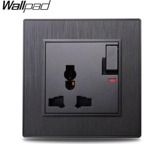 Wallpad S6 13A UK Electric Outlet Power Wall Socket 3 Flat Pin Plug Black Silver Gold Brushed PC Plastic Imitating Aluminum