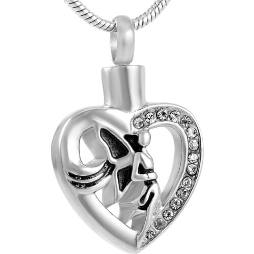 IJD9248Wholesale Cheap Heart memorial urn charm necklace women,stainless steel Elegant butterfly girl cremation pendant for Ash