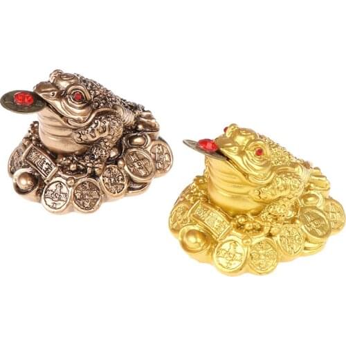 1pcs Chinese Fortune Frog Feng Shui Lucky Three Legged Money Toad Home Office Shop Business Decoration Craft Gift Gold/ Bronze