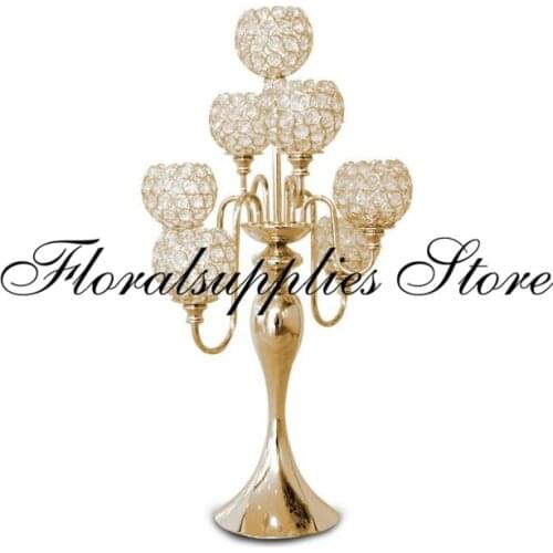 Crystal 7 Arms Candelabra Floral Riser Wedding Centerpieces Flower Ball Stand 70cm Tall Wedding Decorations