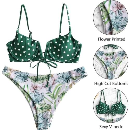 Sexy Print Dot Bikini Set Women Two Piece Swimsuit Low waist Swimwear Beach Wear Sexy Backless Bikini Tight Swim Bathing Suit