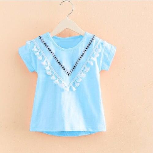 Summer Girl Sequin T-Shirt Childrens Cotton Top Sequins Butterfly Sequins Paris Girls T Casual Big Girl Transform Sequin TShirt