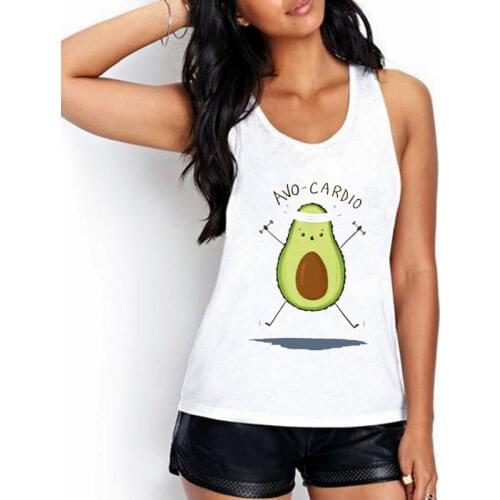 Camisole Tank Top Women Tops Cartoon Avocado Print Tee Shirt Female Casual Loose O-Neck Sexy White Plus Size Plus Size Clothes