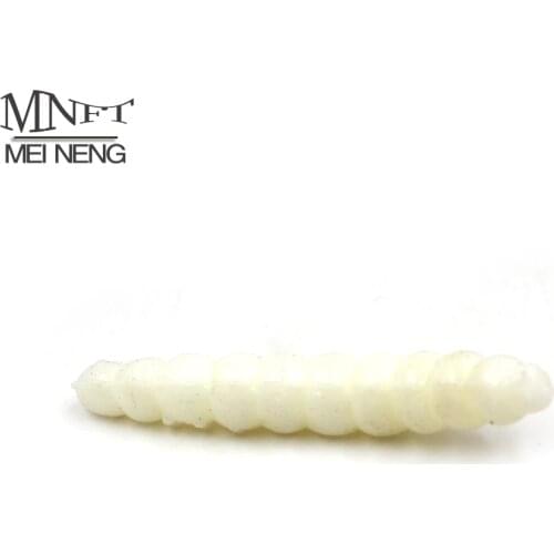 MNFT 50Pcs White Green Lifelike Fishing Lure 3.8Cm Bionic Bread Bug Grubs Trout Lure Soft Maggot Bait