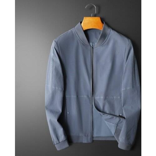 Fall 2021 mens jacket Korean style stand-collar solid color mens jacket Slim-fit baseball jacket