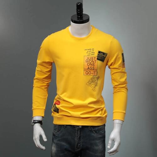 Men Crewneck Sweatshirt Streetwear Letter Printed Cotton Standard Tracksuit