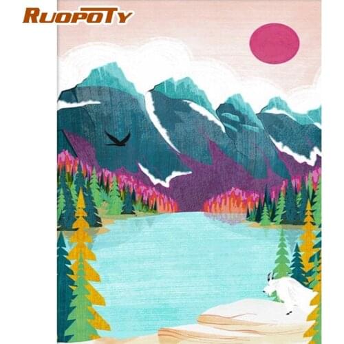 RUOPOTY Oil Painting By Numbers For Adults Handmade DIY Gift Sunset Scenery Picture 40x50cm Frame On Canvas Home Decoration Art