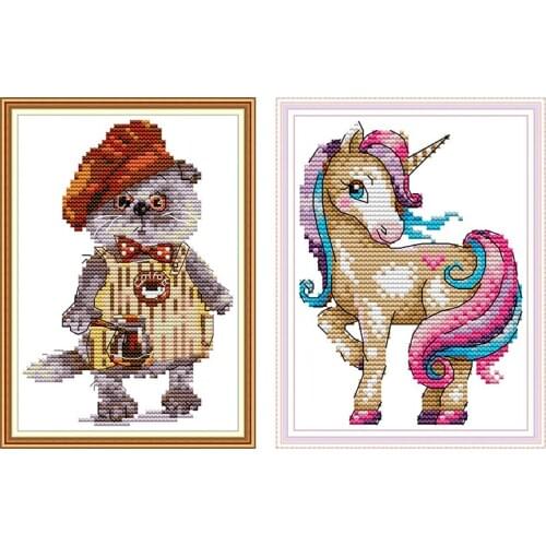 The Magical Unicorn Patterns Cross Stitch Kit Sale 11CT 14CT Count Printed Canvas Sets for Embroidery Needlework Sets DIY Crafts