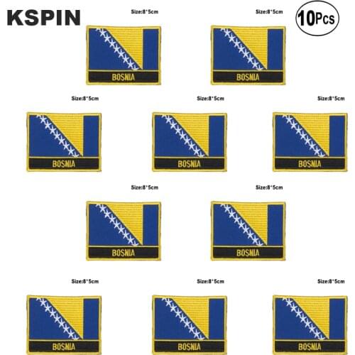 Bosnia Flag Embroidery Patches Iron on Saw on Transfer patches Sewing Applications for Clothes in Home&Garden