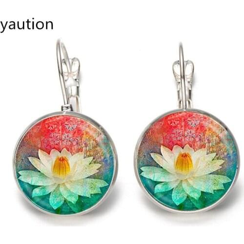 Hot!2020 New Fashion Jewelry Mandala Earrings om Symbol Zen Buddhism Rhinestone Earring Lotus Flower Jewelry For Glass