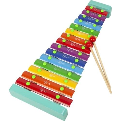 2021 New Baby Kids Wooden Xylophone 15 Tones Knock Piano Toys Musical Instrument 2 Mallet