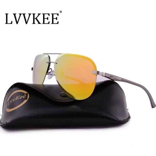 Brand logo Top quality Women sunglasses Polarized Men Rimless sunglass glitter Glasses Driver Colored Aluminum frame