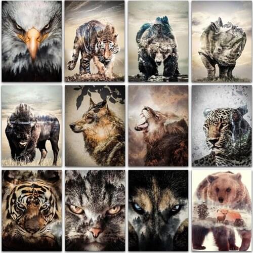 Full Square&Round Diamond embroidery Cross stitch paint Diamand 5D Diamond Painting Diamond mosaic animal cat dog tiger lion art