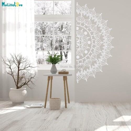 Half Mandala Wall Decals Headboard Decor Removable Large Size Mandala Art Meditation Room Bohemian Gypsy Decor Ideas YT5006