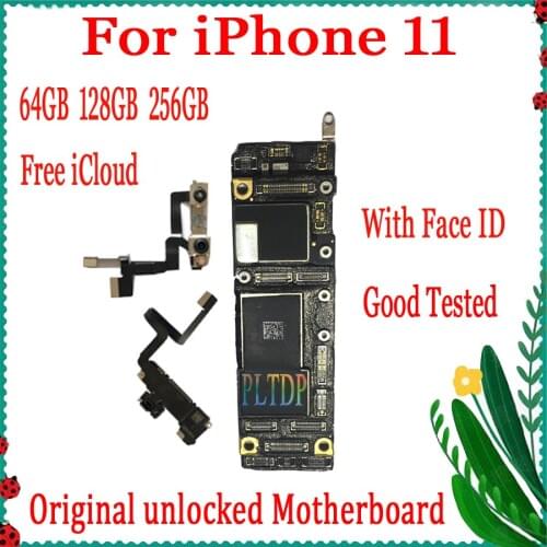 With free iCloud For iPhone 11 Motherboard 100% Original Unlocked Mainboard For iPhone 11 with/without face ID 64GB/128GB/256GB