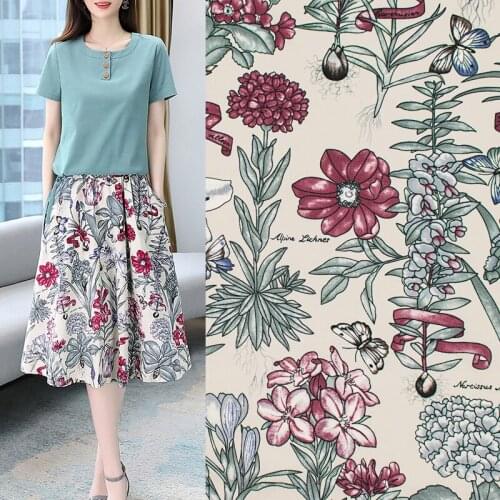 Safflower Reactive Printing And Dyeing Linen Cotton Fabric For Dress Tissus Au MÈTre Telas Por Metro Tissu Vestidos Ткань Tela