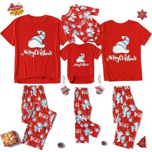 Christmas Family Matching Outfits Pajamas Set Santa Printed Mom Dad Pajamas Set Baby Romper