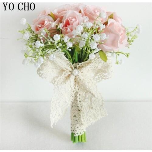 Silk Gypsophila Roses Bouquet Flores Wedding Bridal Accessories Small Bouquet for Home Table Vase DIY Decor Flowers Artificial