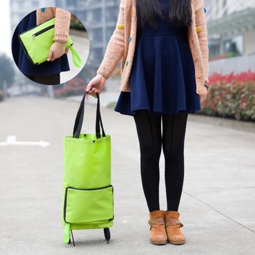 Folding Shopping Trolley Bag with Wheels Food Vegetables Shopping Organizers luxury Car Luggage Cart Portable Shopping Cart