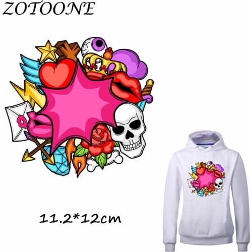 ZOTOONE Iron on Patches Skull Punk Heat Transfer Patches for Clothing T Shirt Beaded Applique Clothes DIY Accessory Decoration