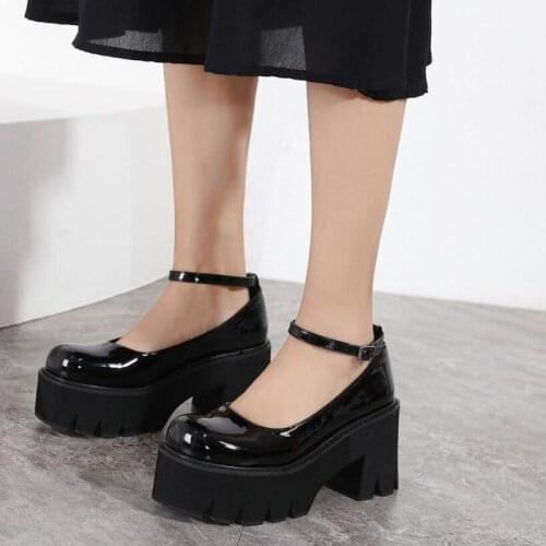 Platform Spring Shoes Girl LOLITA Shoes JK Uniform PU Leather Platform Heels Ankle Strap Womens Pumps fall shoes plus big size