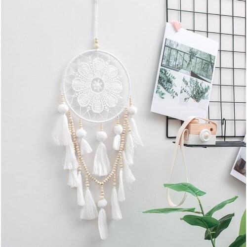 Modern Style Dream Catcher Ornament White Tassel Home Decor Wall Hanging Kid Girl Children Gifts Living Room Decoration