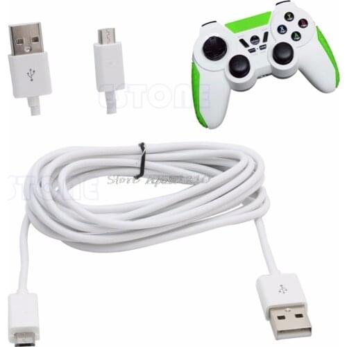 USB 10FT 3M Micro Power Charging Cable Cord For PS4 Xbox One Controller White