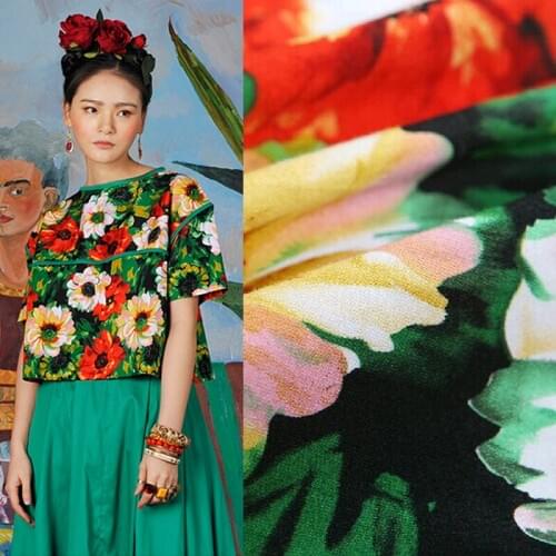 Flowers vintage fabric Retro style fabric Calico Printed cotton fabric for DIY Bag 1 order=50cm*140cm