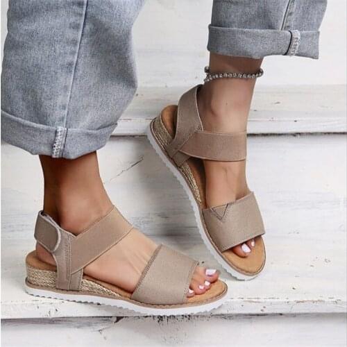 2021 sandals womens summer new fashion womens sandals Roman slope with soft bottom breathable sandals casual beach shoes