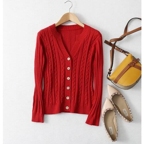 Womens Real Silk Blend Crew Neck Buttons down Long Sleeve cableknit Sweater Cardigan Top Shirt JN551