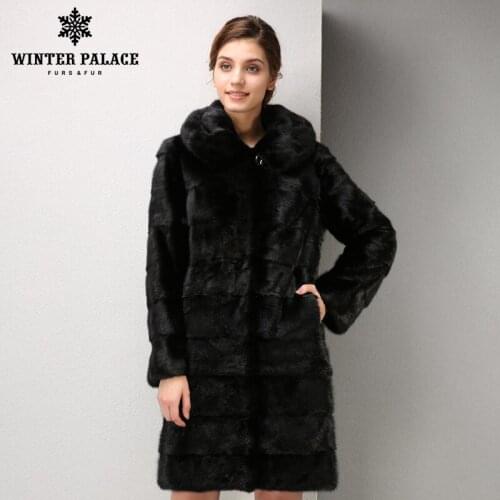 New models fashion mink fur coat, mink fur coat black, coat of natural mink fur, mink fur coat is very convenient Free shipping