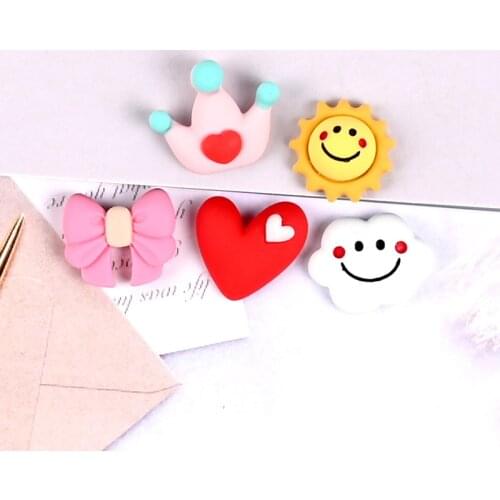 10Pcs/lot Kawaii Heart Bowknot Flat back Resin Cabochon Scrapbooking Craft DIY Headwear Accessories Fit Phone Case Decoration