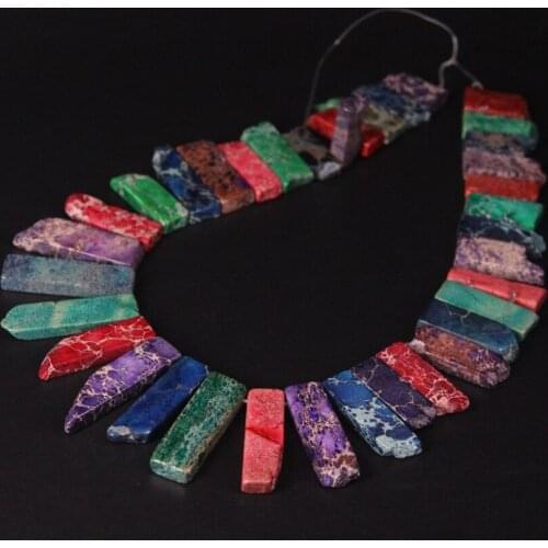 15.5"strand Mix Colors Sea Sediment Emperor Stone Top Drilled Raw Slice Loose Beads,Ocean Jaspers Slab Pendant Necklace Making