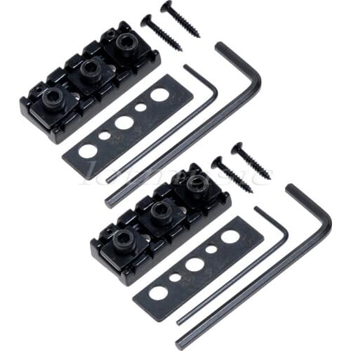 2Pcs Black Electric Guitar Locking Nut Chrome String Lock Shim Adjustable