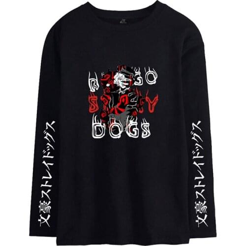 2021 Japanese Harajuku Anime Bungo Stray Dogs T-shirts Men Women O-neck Long Sleeves Pullovers Plus Size Hip Hop Unisex Clothes