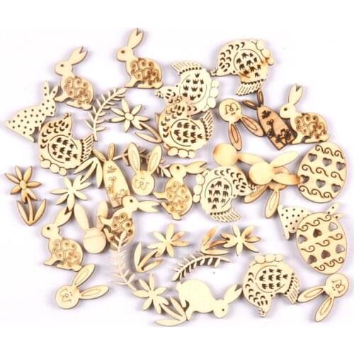 25pcs Natural Wood Slices Easter Egg Pattern DIY Craft Wooden Decoration Pendant For Scrapbook Home Drop Hanging Ornaments